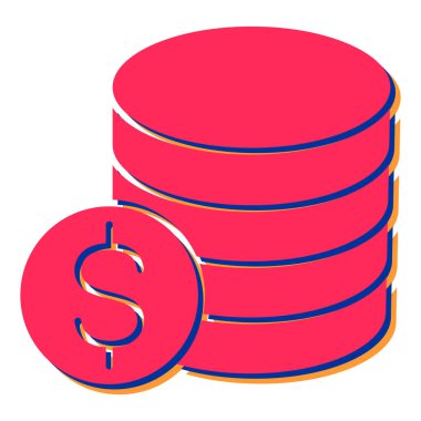 Dolar sikkeleri simgesi. Web için para sikke vektör simgelerinin düz çizimi