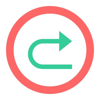 ok vektör simgesi. biçim düz çizim sembolü, kırmızı renk, beyaz arkaplan.