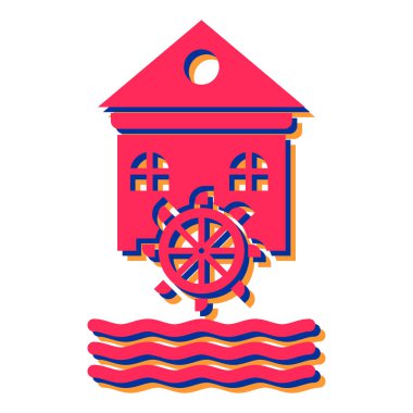 Kırmızı ve beyaz bir su gemisinin vektör çizimi