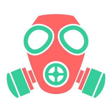 Biyolojik tehlike maskesi simgesi. Web için gaz söndürücü vektör simgelerinin düz çizimi