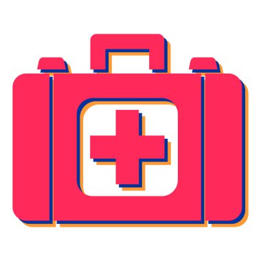 İlk yardım çantası simgesi. Web için basit tıbbi acil durum çanta vektör simgeleri çizimi