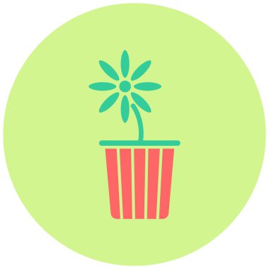 Çiçek saksısı simgesinin vektör illüstrasyonu