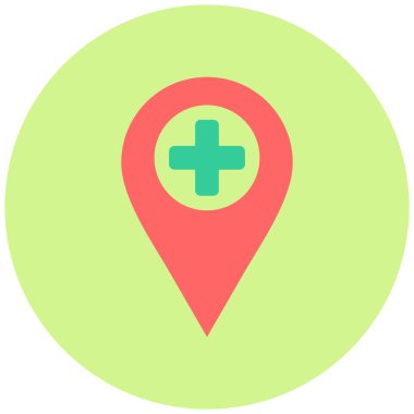 Hastanenin yeri. Web simgesi basit illüstrasyon