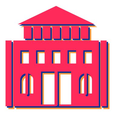 Kırmızı çatılı bir binanın vektör çizimi