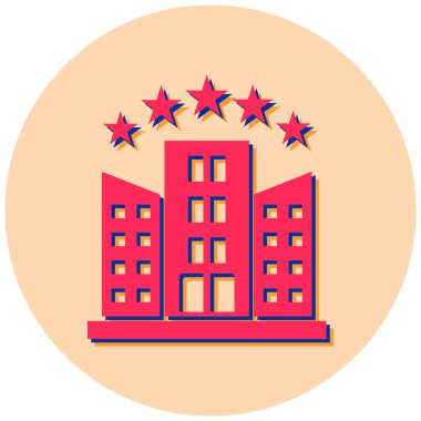 Otel binası. Web simgesi basit illüstrasyon