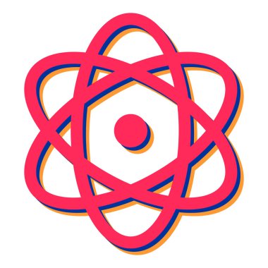 Atom simgesi vektörü web ve mobil uygulama tasarımınız için beyaz arkaplanda izole edildi, nükleer logo kavramı