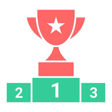 Kazanan kupa, kurdele ve diğer elementlerle birlikte. vektör illüstrasyonu