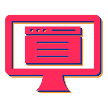 bilgisayar monitörü ikon vektör illüstrasyonu