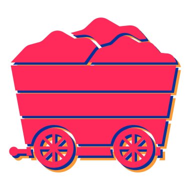 Çiftlik traktörü ikonu. Web için kömür vagonu vektör simgelerinin karikatür çizimi