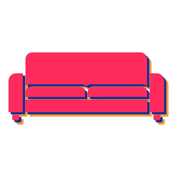 Czerwona Kanapa Wygodna Sofa Wektor Ilustracja — Wektor stockowy