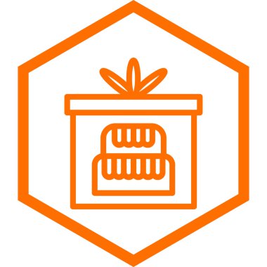 Hediye kutusu simgesi. Web için pasta vektör simgelerinin özet çizimi