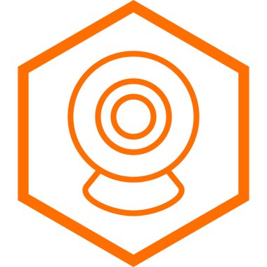 turuncu ve sarı çizgi kamera ikonu beyaz arkaplanda izole edildi. Web kamerası sembolü. vektör illüstrasyonu