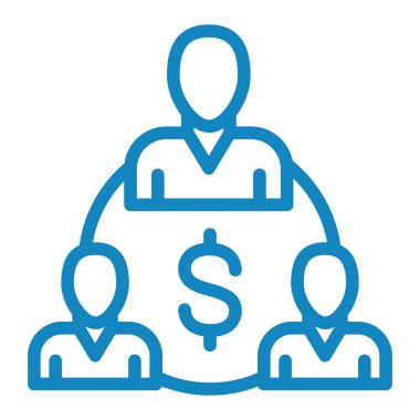 Dolar işareti ikon vektörü olan bir iş adamı. İnce çizgi sembolü. izole edilmiş sınır elemanı çizimi