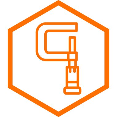 Web, mobil ve bilgi grafikleri için turuncu çizgi simgesi. Mavi arkaplanda beyaz vektör sembolü izole edildi