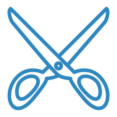 Beyaz arkaplanda izole edilmiş makas simgesi vektörü, tahta logosu, çizim ve doğrusal biçimi kes