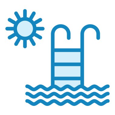 Yüzme Havuzu modern ikon vektör illüstrasyonu 