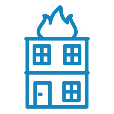Bir yangın binası simgesinin vektör illüstrasyonu