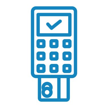 ATM makine simgesi vektörü. İnce çizgi işareti. izole edilmiş sınır sembolü çizimi