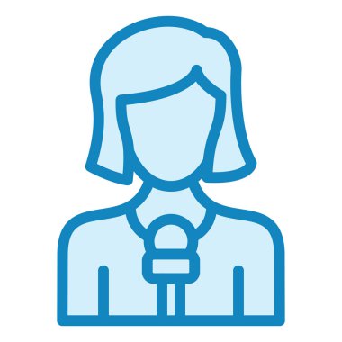 Bayan Muhabir. Web simgesi basit illüstrasyon