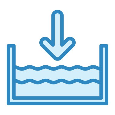 Deniz Seviyesi simgesinin altında. Denizin vektör illüstrasyonu