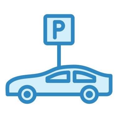 Otoparkta. Web simgesi basit illüstrasyon
