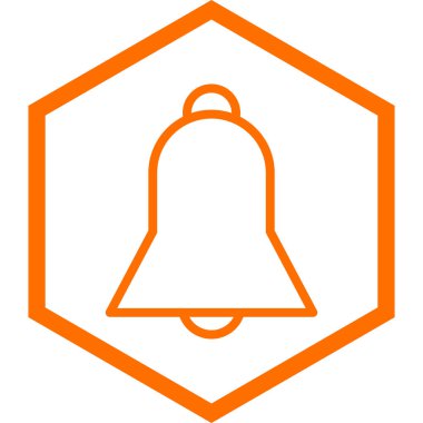 Turuncu çan simgesi beyaz arkaplanda izole edildi. Renkli taslak konsepti. vektör.