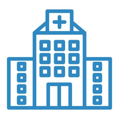 Hastane binası ikonu. Tıbbi klinik vektör illüstrasyonunu özetle.