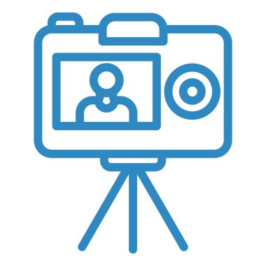 Video kamera ikon vektörü. İnce çizgi işareti. izole edilmiş sınır sembolü çizimi