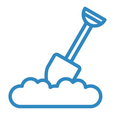 Kürek ve tırmık ikonu. vektör illüstrasyonu