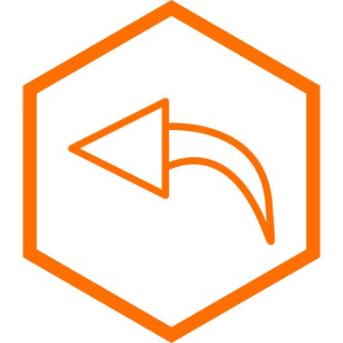 Ok başı sol vektör simgesi. biçim düz sembol, sarı renk, yuvarlak açılar, beyaz arkaplan