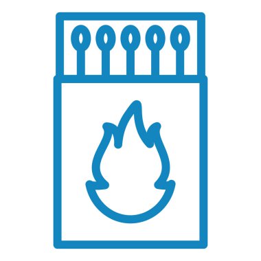 Alev ikonu vektörünü ateşle. Mavi düz tabela. izole edilmiş sembol çizimi