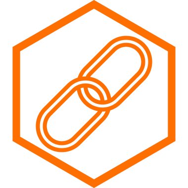 bağlantı vektör simgesi. biçim iki renkli düz sembol, mavi ve beyaz renkler, yuvarlak açılar, siyah arkaplan