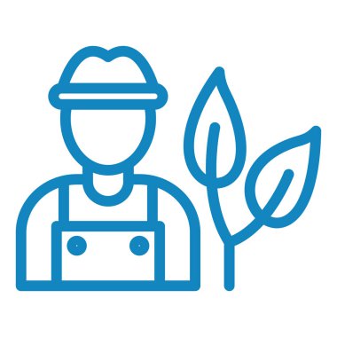  Bitki simgesine sahip çiftçi, vektör illüstrasyonu basit tasarım 