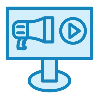 Geliştirme için video reklam simgesi. vektör illüstrasyonu