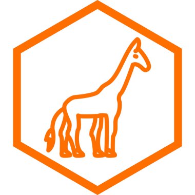 Beyaz arka planda izole edilmiş ana hatlı zürafa simgesi. hayvan sembolü çizimi.