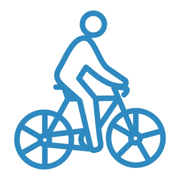 Mann Mit Fahrradsymbol Umriss Fahrrad Vektor Illustration Symbol — Stockvektor