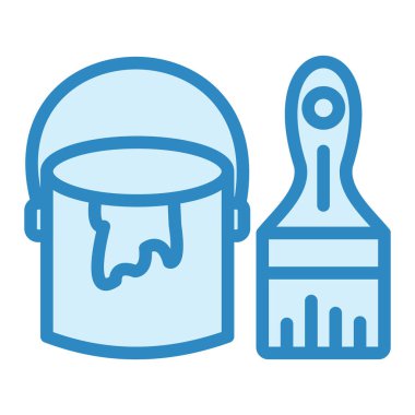 boya fırçası ve kova, vektör çizimi 