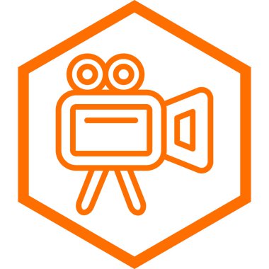 Film kamerası ikonu. Web için video projektör vektör simgelerinin basit illüstrasyonu