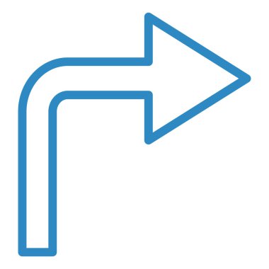 Sağa vektör simgesine dön. biçim düz çizim sembolü, mavi renk, beyaz arkaplan.