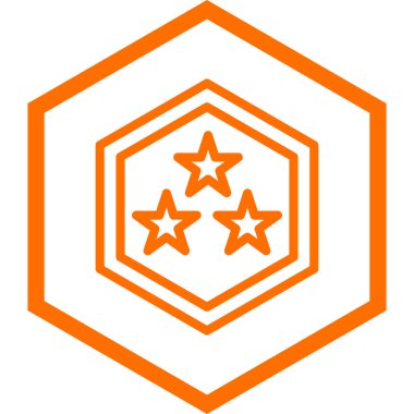 Beyaz arkaplanda izole edilmiş sarı altıgen şeklindeki yıldız simgesi. Şerif sembolü. vektör illüstrasyonu