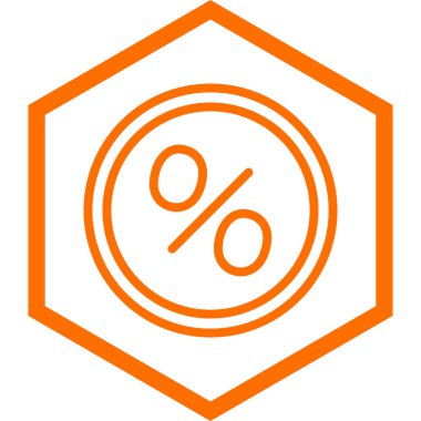 Yüzde yüz indirim simgesi. Yuvarlak köşeleri ve kenarları olan turuncu eğimli bir sembol. vektör illüstrasyonu