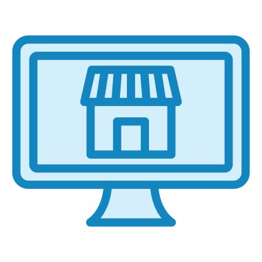  İnternetten alışveriş. Web simgesi basit illüstrasyon 