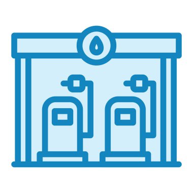 Yakıt istasyonu ikon vektörü. Benzin istasyonu tabelası. izole edilmiş sınır sembolü çizimi