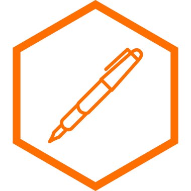 kalem vektör simgesi. biçim iki renkli düz sembol, pürüzsüz mavi ve beyaz renkler, yuvarlak açılar, açık renk