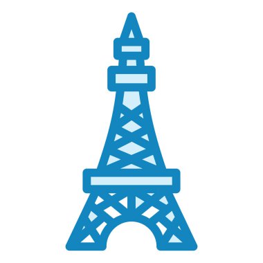 Eyfel kulesi simgesi beyaz arkaplanda izole edilmiş. seyahat sembolü çizimi.