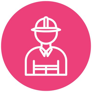 İnşaat işçisi ikonu. Web için oluşturucu kask vektör çizgisi simgelerinin basit çizimi