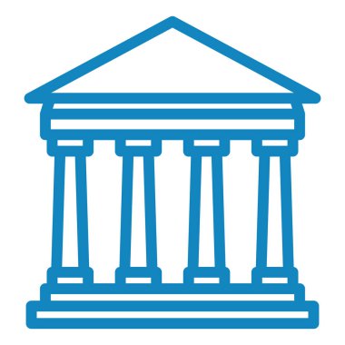 Banka binası ikonu. Web için müze vektör simgelerinin özet çizimi
