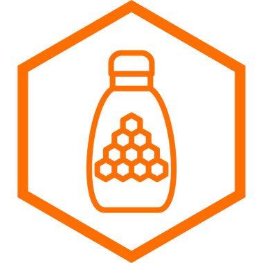 Bal şişesi ikonu. Beyaz arkaplanda izole edilmiş web tasarımı için bal peteği kavanozu vektör simgelerinin basit çizimi