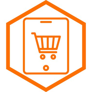 Turuncu çizgili alışveriş arabası ve dolar işareti. vektör illüstrasyonu