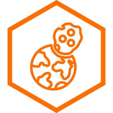 Turuncu çizgi gezegen simgesi beyaz arkaplanda izole edildi. vektör illüstrasyonu